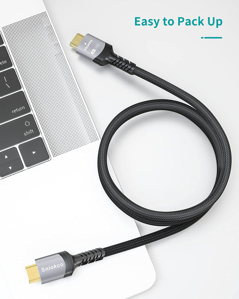8K HDMI 2.1 Cable 10FT, Sniokco Certified 48Gbps Ultra High Speed Braided HDMI Cable 3M, Support Dynamic HDR, eARC, Dolby Atmos, 8K60Hz, 4K120Hz, HDCP 2.2 2.3, Compatible with HD TV Monitor and More 10 feet Grey