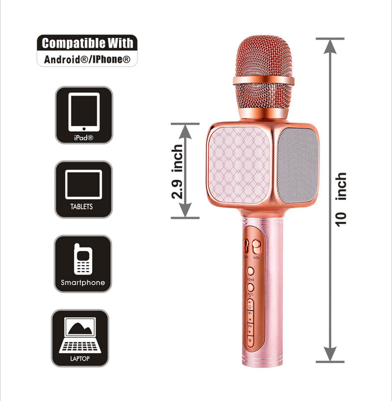 [AUSTRALIA] - SU-YOSD Portable Wireless Karaoke Microphone YS-69 Handheld Cellphone Karaoke Player Support USB/TF MP3 Player and Bluetooth Karaoke Machine for All Ages (69 Rose) 69 Rose 