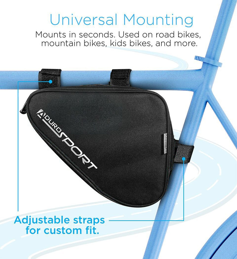 Aduro Sport Bicycle Bike Storage Bag Triangle Saddle Frame Pouch for Cycling Black
