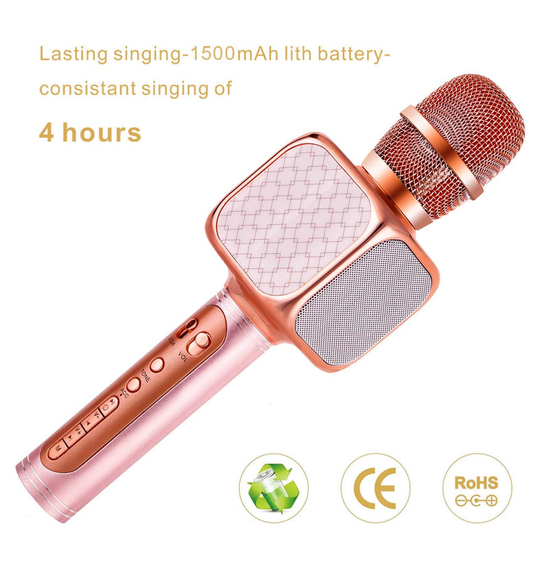 [AUSTRALIA] - SU-YOSD Portable Wireless Karaoke Microphone YS-69 Handheld Cellphone Karaoke Player Support USB/TF MP3 Player and Bluetooth Karaoke Machine for All Ages (69 Rose) 69 Rose 