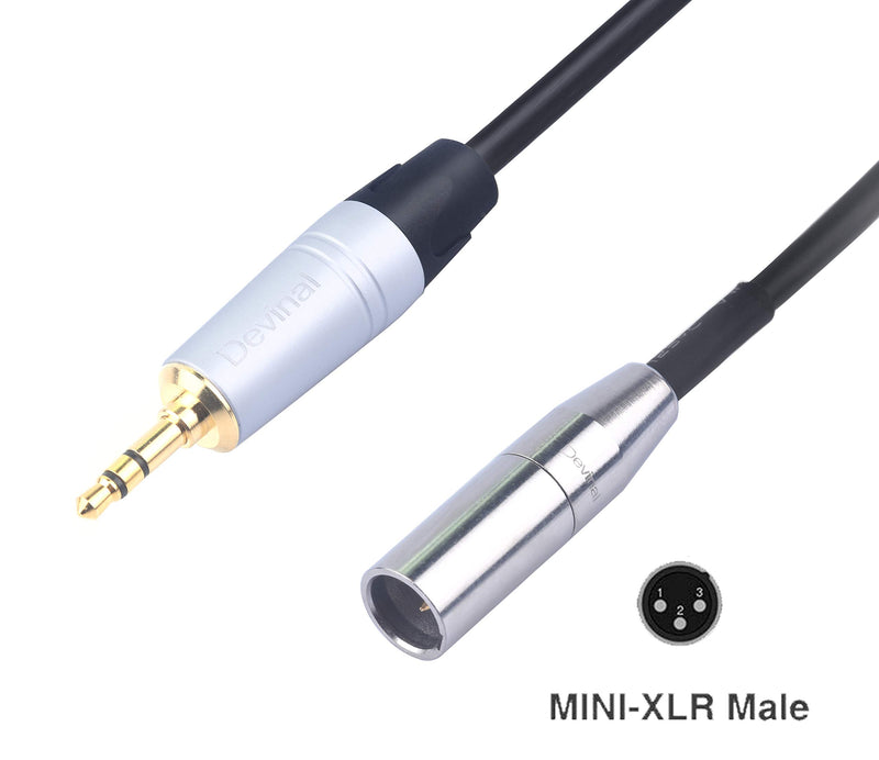 Devinal 3.5mm to Mini XLR calbe, 1/8 inch Stereo to 3 Pin Mini XLR Male Cord Adapter Connector, Balanced Male Mini-XLR to Mini Jack(3.5mm) TRS for Pro Lapel Mic 3.3 FT 3 FT