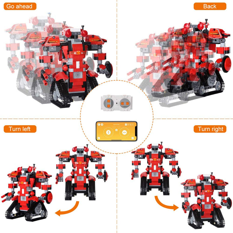 kuman Remote Control Robot Kit Building Blocks Robot Toy Set, STEM DIY Educational Robot Building Blocks Toys Gift for 8+ Year Old Kids 392PCS Red