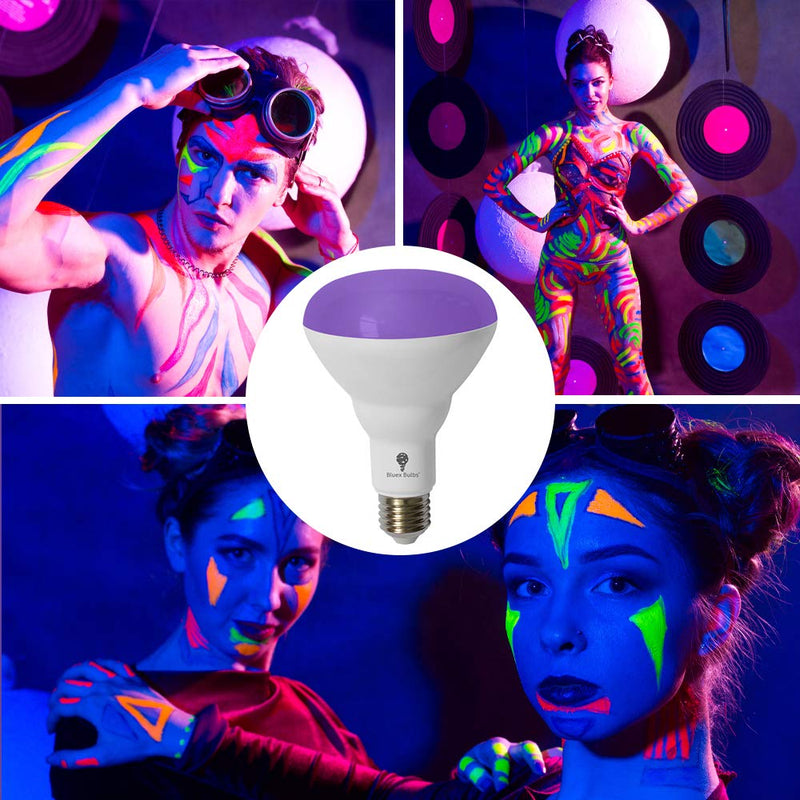[AUSTRALIA] - BR30 Black LGIHT Bulb 2 Pack LED Black Light Bulbs,13W BR30 E26 for Glow in The Dark, Level 385-400nm, Black Light Bulb for Blacklight Party, Body Paint, Fluorescent Poster, Neon Glow 
