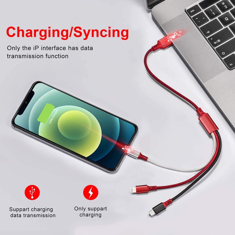 3-in-1 Multi USB Fast Charger Cord 3A, ASICEN Charging Cable for IP/Micro-USB/Type-C Port Compatible with Cell Phones/Tablets/Samsung Galaxy/LG/Pixel/Huawei/HTC/OnePlus (1ft/35cm)