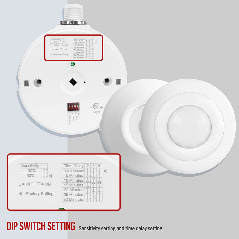 Enerlites MPC-50H Ceiling Sensor Switch Passive Infared (PIR) Commercial/Industrial Grade - White High Bay Sensor