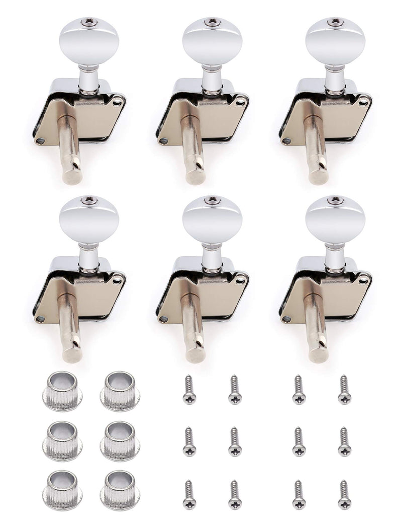 Metallor Semiclosed String Tuning Pegs Tuning Keys Machine Heads Tuners 6 In Line for Right Handed Electric Guitar Acoustic Guitar Parts Replacement Set of 6Pcs Chrome 6R. 6R-Chrome