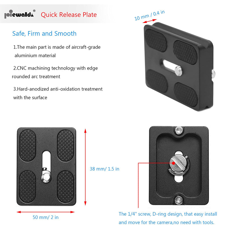 [AUSTRALIA] - Universal Tripod Quick Release Plate, Niewalda Quick Release Plate, Arca Swiss Plate with 1/4 Inch Slotted Screw, C-Ring/D-Ring Screw, 1/4"-3/8" Screw, for DSLR Camera Tripod Ballhead(PU-50) PU-50 