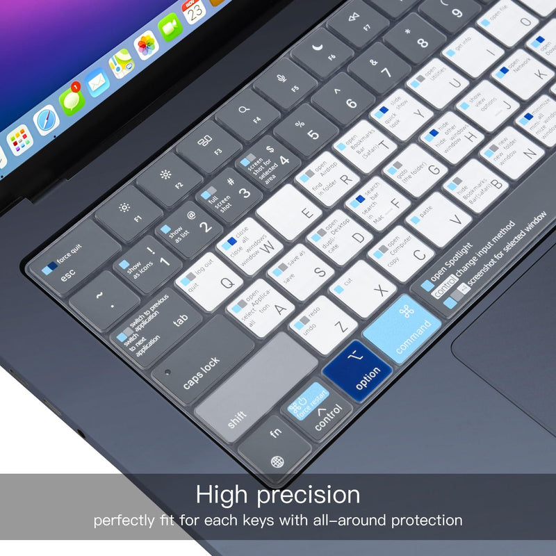 MacBook Shortcuts Keyboard Cover for 2023 MacBook Air 15.3 Inch M2 Chip A2941, MacBook Air 13.6" M2 Chip A2681 Keyboard Cover Protector Skin, MacBook Air 15.3" 13.6" M2 A2941 A2681 Accessories, Gray 2023 MacBook Air 15.3" M2 A2941 Gray&Blue
