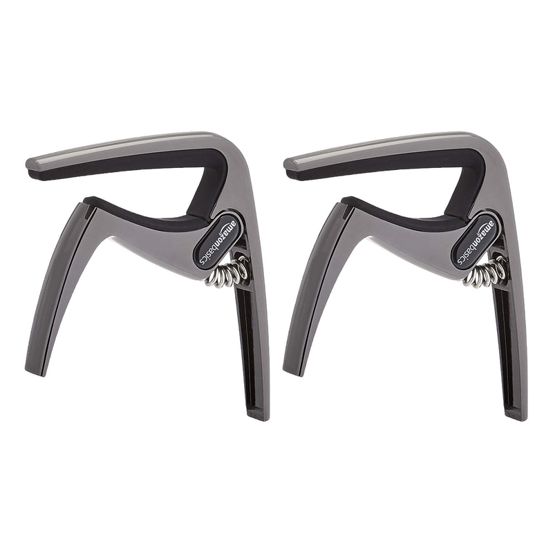 Amazon Basics Zinc Alloy Guitar Capo for Acoustic and Electric Guitar, Black, 2-Pack