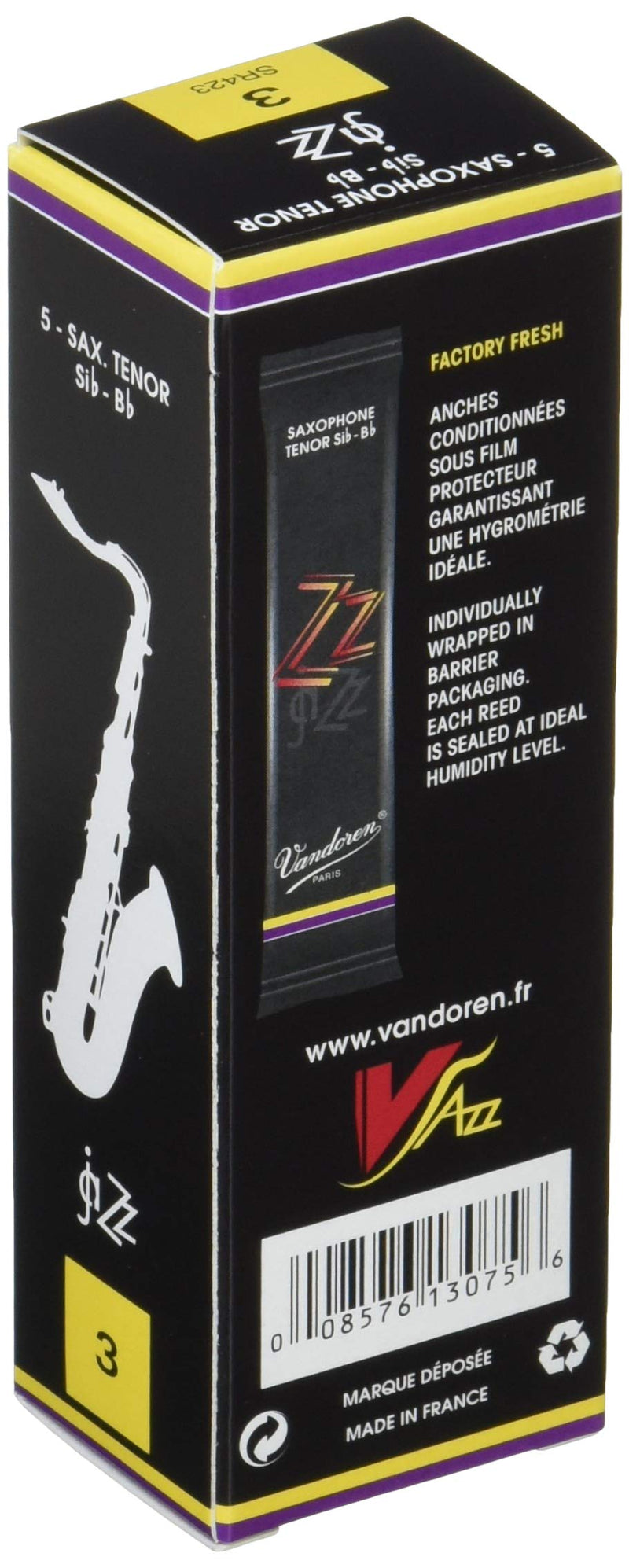 Vandoren ZZ Tenor Saxophone Reeds - Box of 5 - Strength 3