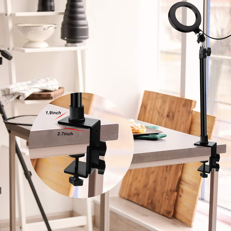 Tinpops Camera Desk Mount Stand, 15.5-21.5" Adjustable Desktop C-Clamp Mounting Stand, Aluminum Tabletop Light Stand with 1/4'' Screw Tip for DSLR Camera, Photography Video Light, Live Streaming 15.5-21.5 Inch