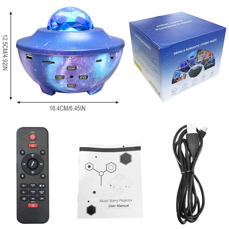 Star Projector Galaxy Light Projector, Night Light Projector with Music Speaker, Ocean Wave Projector Starry Projector with Voice Control and Timer for Kids & Adults/Bedroom/Party/Home Decor