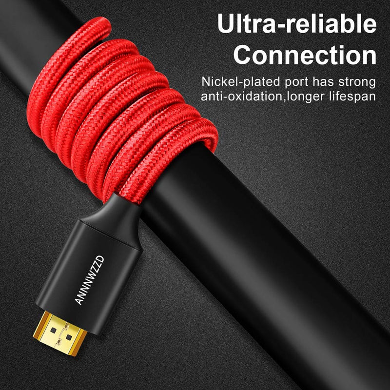 ANNNWZZD 8K HDMI Cable, HDMI 2.1 Cable High Speed 48Gbps 8K@60Hz (7680x4320) 4:4:4 HDR HDCP 2.2 e ARC PS4 Xbox (3ft, RED) 3ft