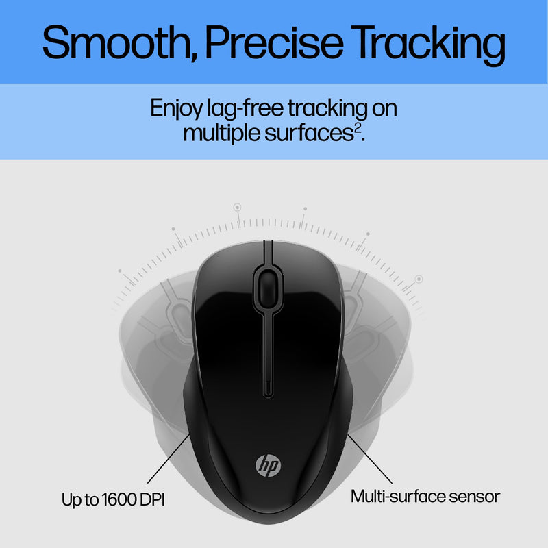 HP 250 Dual Mouse - for Computer or Laptop - Multi-OS & Device Compatibility, Dual-Mode 2.4 GHZ or Bluetooth Connectivity - Multi-Surface Technology - 1-Year Battery Life - Ambidextrous