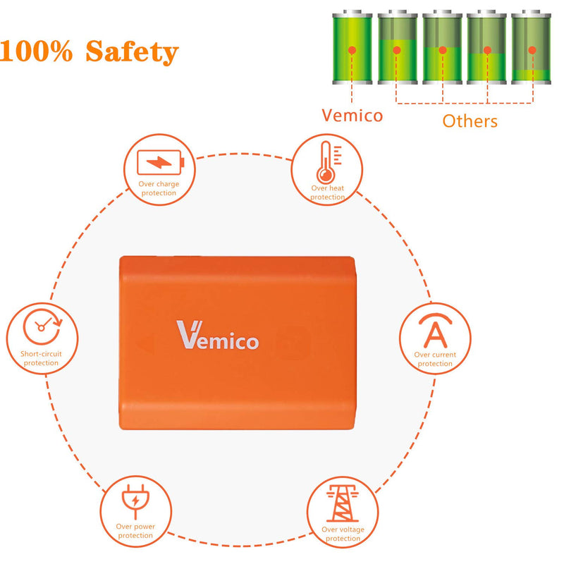 Vemico NP-FZ100 Battery 2280mAh Rechargeable Battery Compatible with A7III/A7R III/A9/Alpha 9/A7R3/A7RIV/A9I/A9R/A9S/A6600 Digital Cameras 1 Battery Only