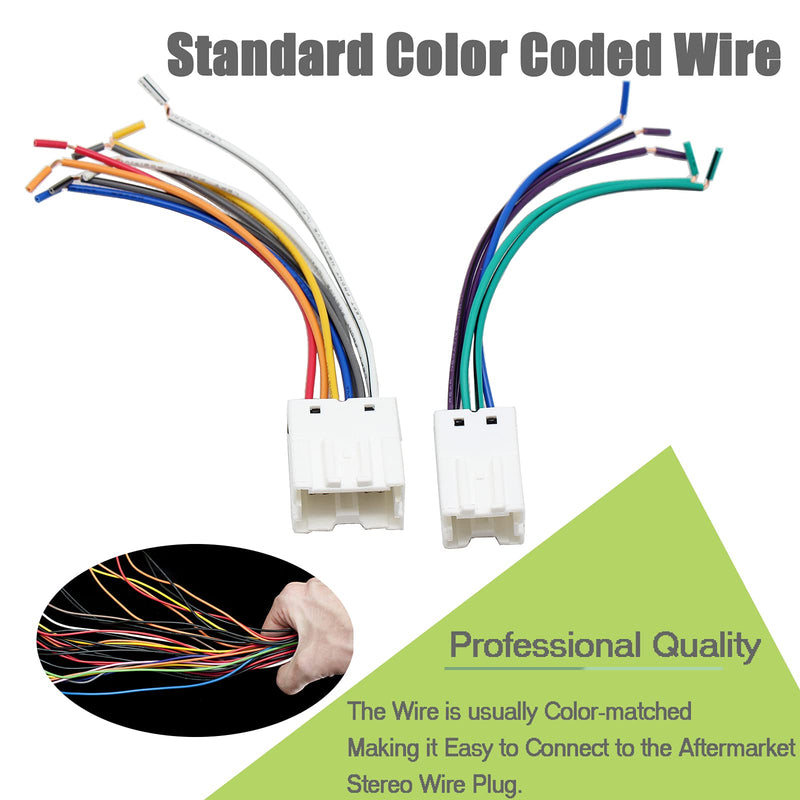 RED WOLF Radio Install Wiring Harness for Nissan 1995-2008, Infiniti 1990-2008 Replacement Aftermarket Power/Speaker Stereo Plug Connector Radio harness