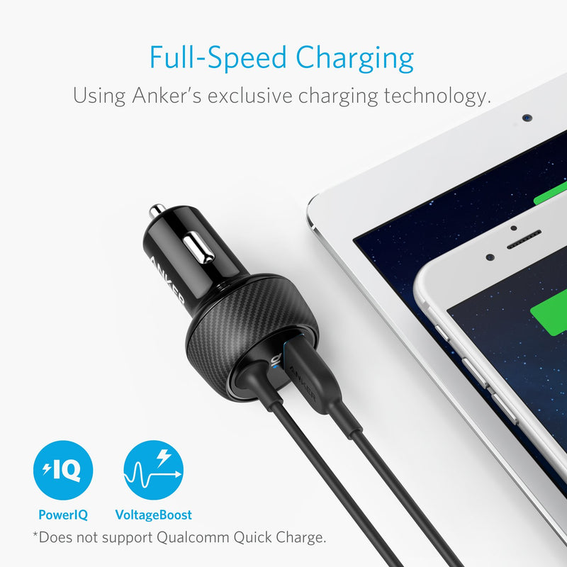 iPhone Car Charger, Anker 24W 4.8A 2-Port Lightning Car Charger [MFi-Certified], PowerDrive 2 Elite with 3 ft Apple Certified Cable for iPhone 11/XS/Max/XR/X/8/7/6/Plus(A2214), Black