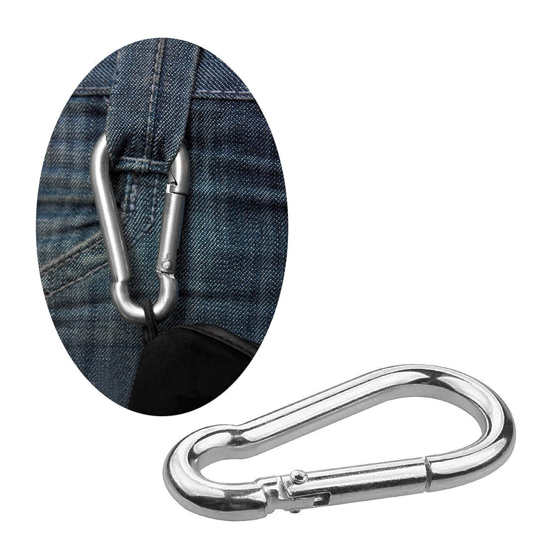 Acrux7 20 Pack 1.57inch Spring Snaps, Heavy Duty Spring Snap Hook for Connecting Hiking Traveling Fishing(200lbs Capacity, M4 x 40mm) 4x40mm Silver