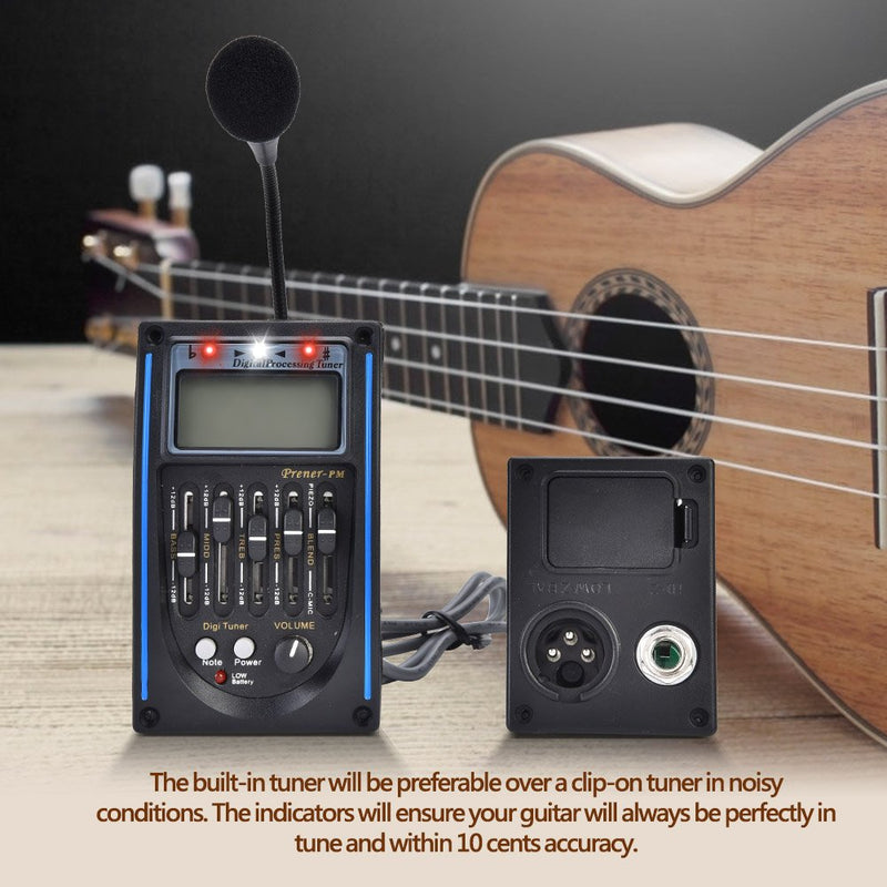 5 Band Pickup, EQ Equalizer Piezo Digital Tuner Pickup for Acoustic Guitar