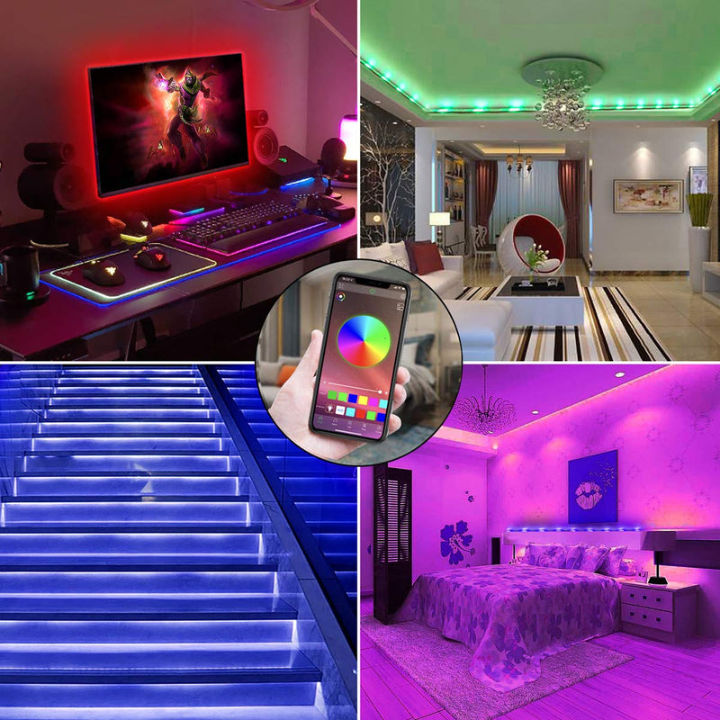 [AUSTRALIA] - HRDJ Led Strip Lights 65.6 Feet, Music Sync Color Changing Led Light Strip 5050 SMD Flexible Rope Lights with 24Key Remote APP Control Led Lights for Bedroom Party 