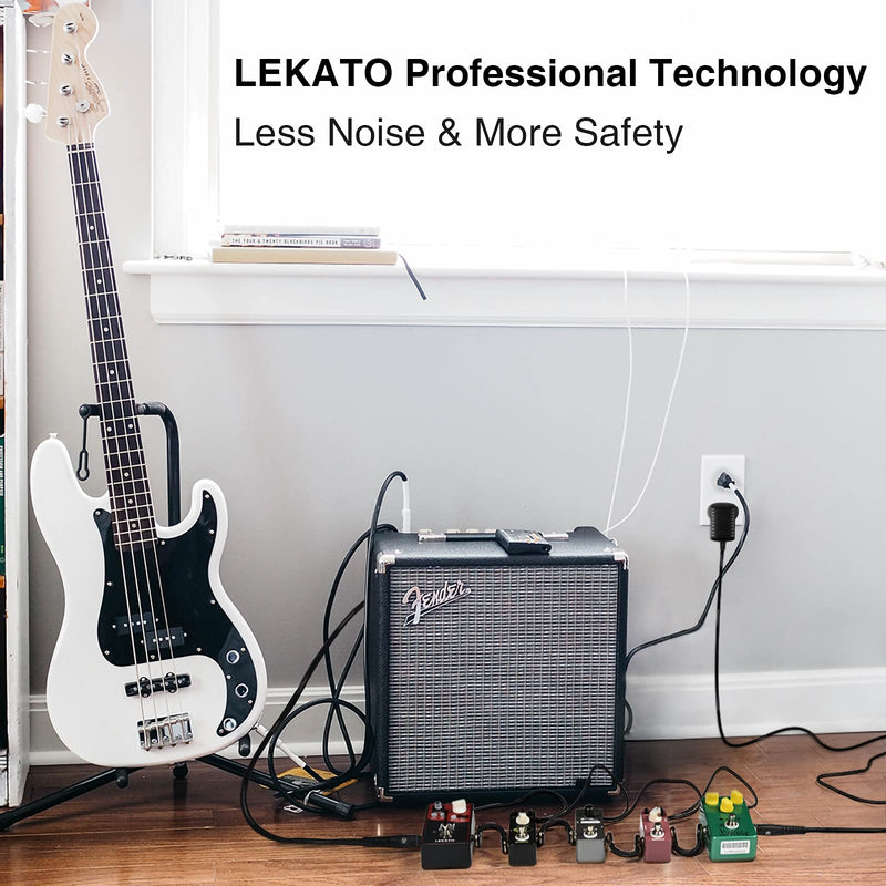 LEKATO Guitar Pedal Adapter Looper Power Supply Pedal Power Supply Adapter 9V DC 1A Tip Negative 5 Way Daisy Chain Cables for Effect Pedal