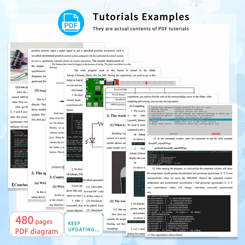 Adeept Upgrade Ultimate Starter Kit for Raspberry Pi 4 3, Raspberry Pi Kit, Python C Code, 40 Projects, DIY Electronic Components Kit with 480 Pages PDF Manual UpgradeUltimate Starter Kit for RPi
