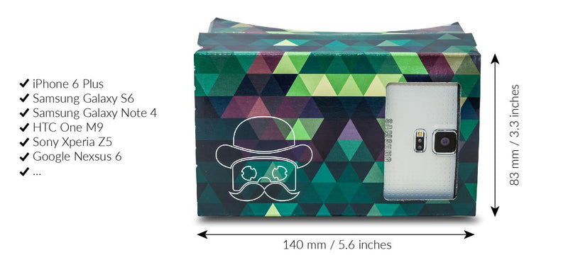 Google Cardboard POP! Cardboard + Free Head Strap and Cushion. for Android and iPhone up to 6 inches. Including Lenses. 3D Glasses VR Glasses Virtual Reality Viewer VR Goggles.