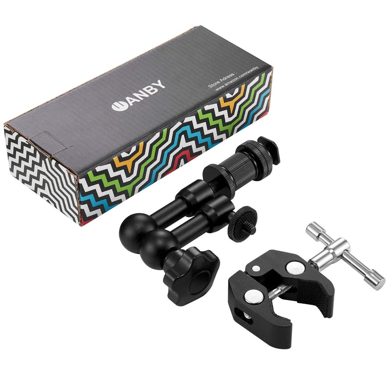 [AUSTRALIA] - WANBY 7 Inch Articulating Magic Friction Arm & Large Adjustable Super Clamp Pliers Clip with 1/4" and 3/8" Thread for DSLR Camera Rig, LCD Monitor, LED Flash Lights (7'Arm & Clip) 7'Arm & Clip 