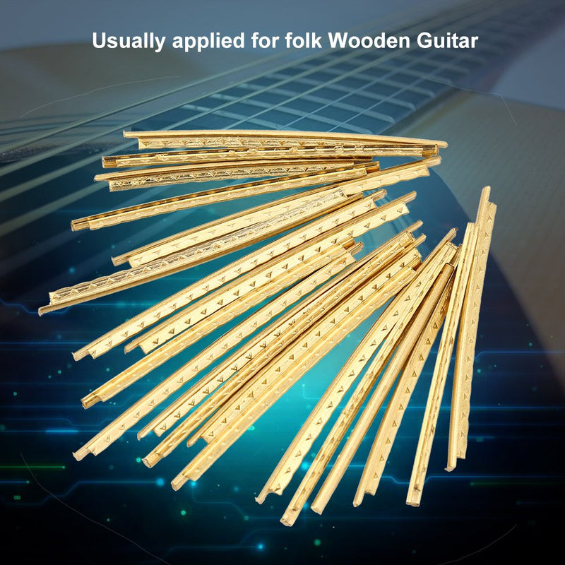 Dilwe Folk Guitar Fret Wires, 20Pcs 2.0mm Brass Guitar Fret Wire Copper Replacement Parts for Folk Wooden Guitars