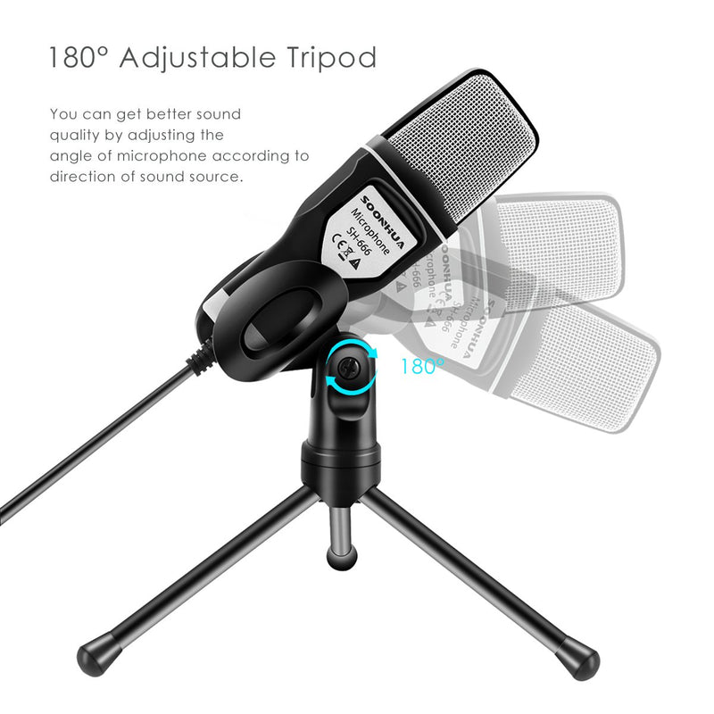 [AUSTRALIA] - Condenser Microphone,Computer Microphone,SOONHUA 3.5MM Plug and Play Omnidirectional Mic with Desktop Stand for Gaming,YouTube Video,Recording Podcast,Studio,for PC,Laptop,Tablet,Phone 