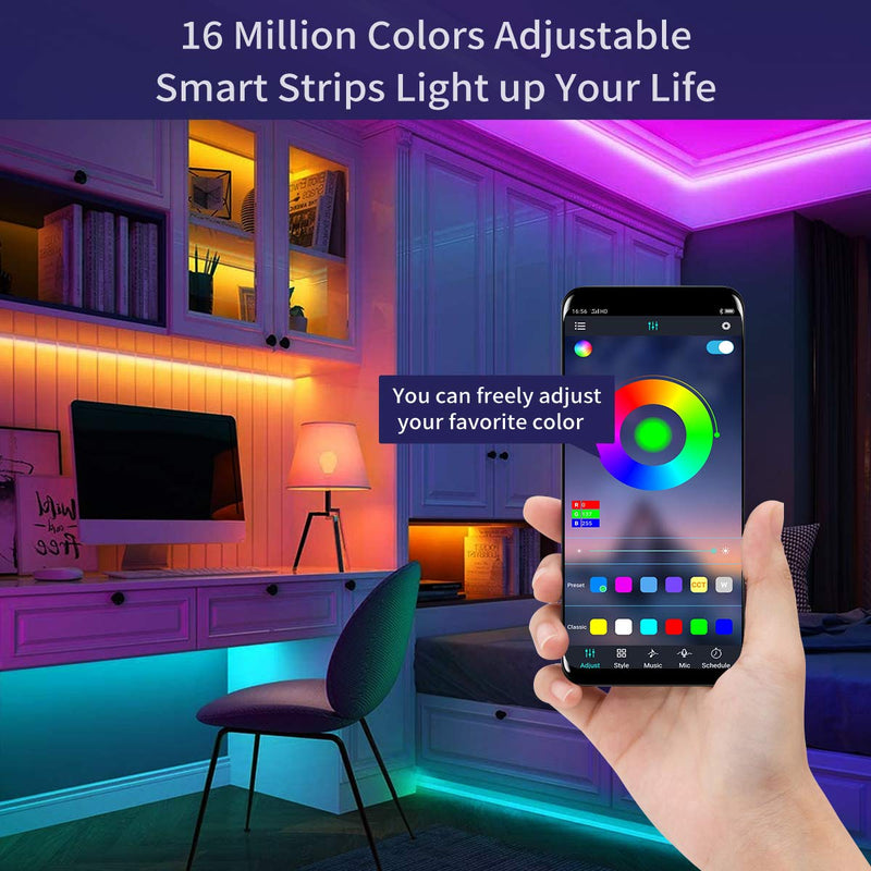 LED Strip Lights for Bedroom KESHU 49.2ft RGB Color Changing with Remote App Control LED Light Strip for Home Kitchen Room Multi 49.2 Ft
