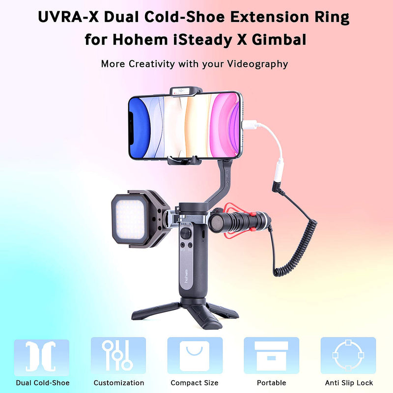 USKEYVISION Microphone Extension Ring for Hohem iSteady X Gimbal Dual Coldshoe Mount Compatible with Microphone Video LED Light Vlog TikTok Photography