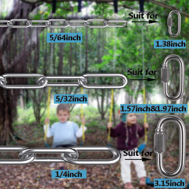 Stainless Steel Link Chain, 304 Stainless Steel Link Proof Coil Chain Heavy Duty Chains Hanging Safety Chain for Swing Plants Anti-Theft 5/64in-6.5ft