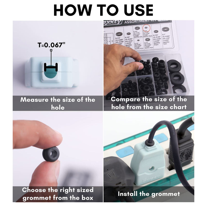 [AUSTRALIA] - Brexxty Pack of 180 Rubber Grommet Kit in 8 Sizes – Rubber Wire Grommets with Compact Assortment Box for Wiring, Plumbing, Hardware Repair, and Automotive 