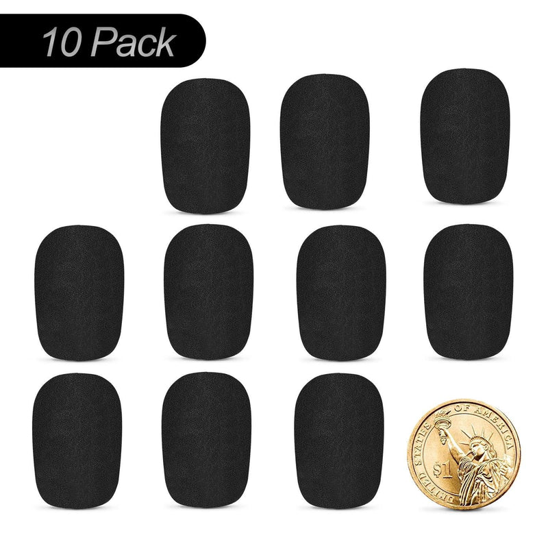 10 Pack Lapel Microphone Windscreen, Headset Windscreen, Mic Foam Covers Lavalier Microphone Windscreen for Variety of Headset Microphone, Tough Sponge Material, Microphone Noise Reduction, Black Small