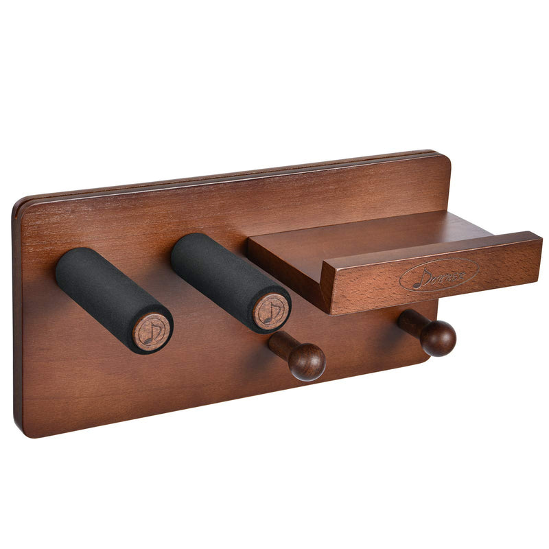 Donner Guitar Wall Mount Shelf, Guitar Wall Hanger with Storage Shelf, Pick Holder and 2 Hook, Guitar Wood Hanging Rack for Electric Guitar, Acoustic Guitar, Bass Guitar, Guitar Accessories