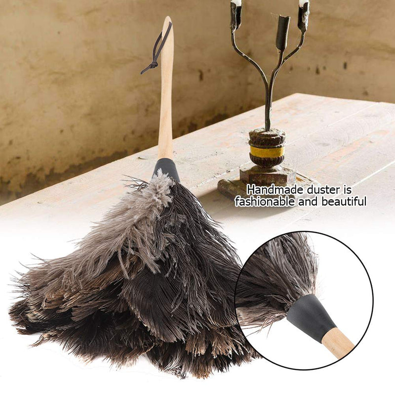 Ostrich Feather Duster, 22'' Super Soft Handmade Washable Non-electrostatic Ostrich Cleaning Duster Easy Efficient Dusting with Wooden Handle (Brown)