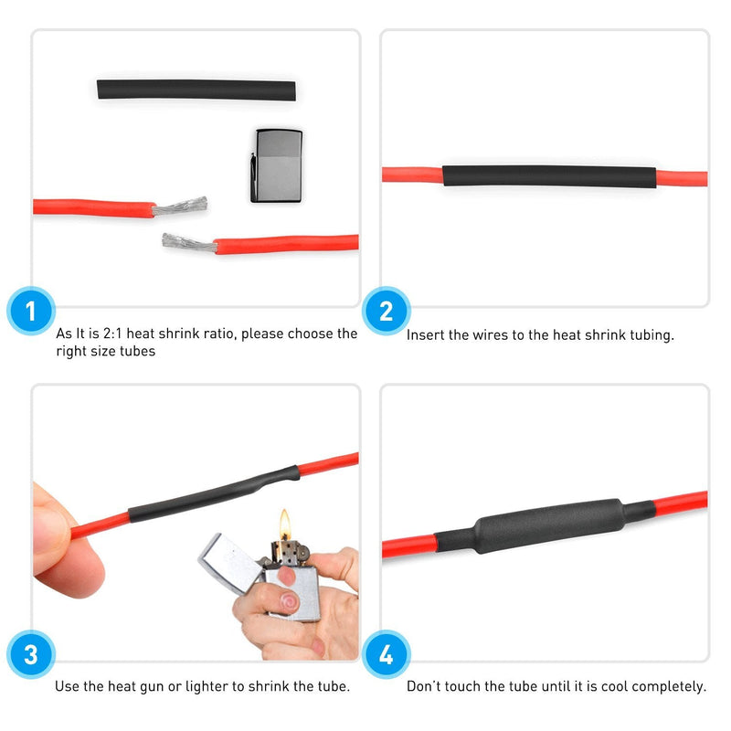 Nilight 270 pcs 3:1 Dual Wall Adhesive Heat Shrink Tubing kit, 6 Sizes(Dia): 1/16", 3/32", 1/8", 3/16", 1/4", Best Cable Sleeve Tube Assortment , 2 Years Warranty