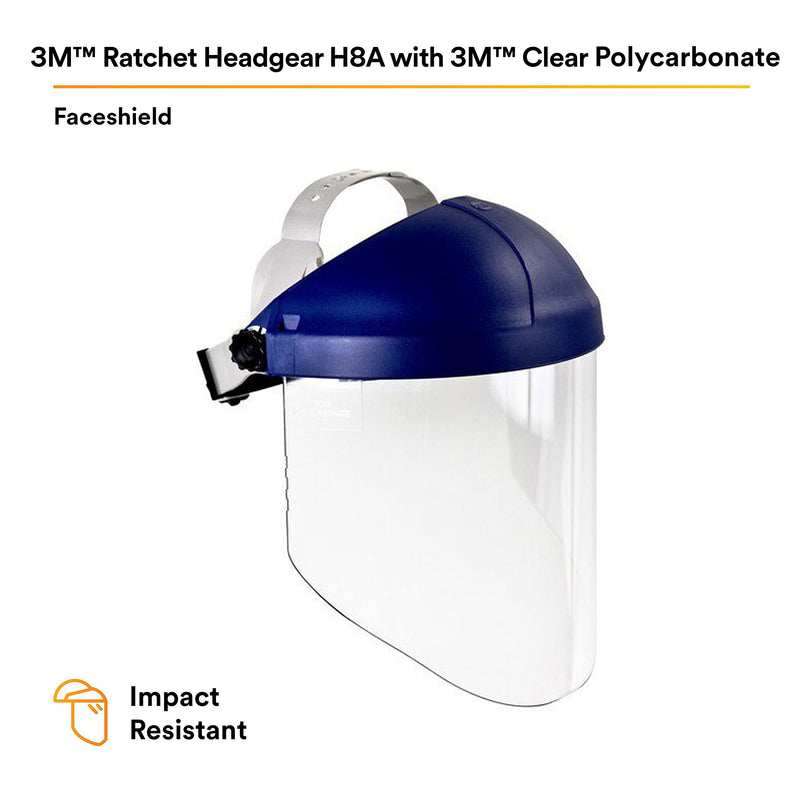 3M Ratchet Headgear H8A with Clear Polycarbonate Faceshield WP96 82783