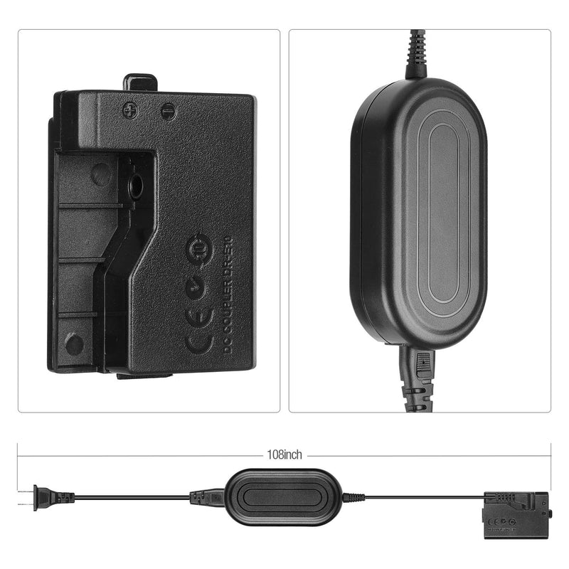 ACK-E10, FlyHi ACK-E10 AC Power Adapter DR-E10 DC Coupler Charger Kit (Replacement for LP-E10) for Canon EOS Rebel T3, T5, T6, T7, T100 Kiss X50, Kiss X70, EOS 1100D, 1200D, 1300D, 2000D, 4000D.