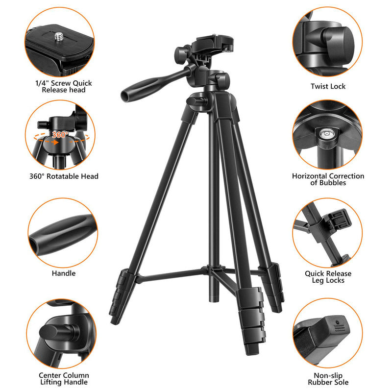 Tripod,Tripod for Phone 53-Inch,tripod for android phone Tripod for iPhone,Android Phone,Gopro,DSLR Cameras,tripod for camera,with Bluetooth Remote Control,Phone Tripod with Carry Bag,Live Stream/Vlog