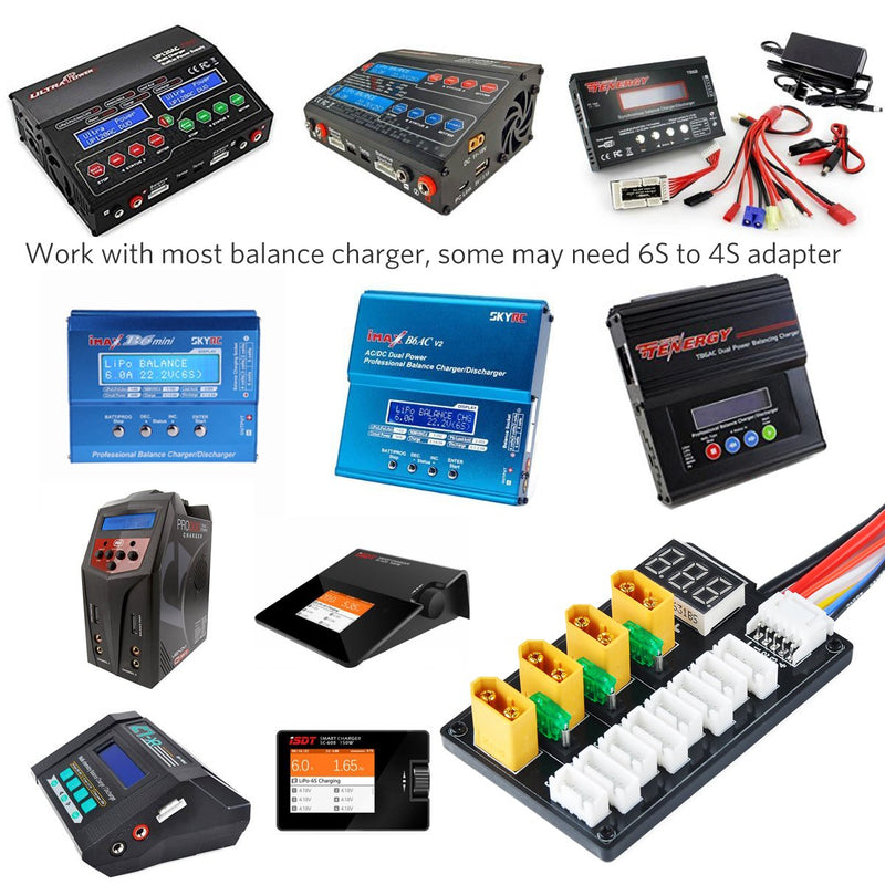 XT60 Parallel Charging Board for 3S 4S LiPo Batteries XT60 Connector with XT60 to Banana Connecting Cable