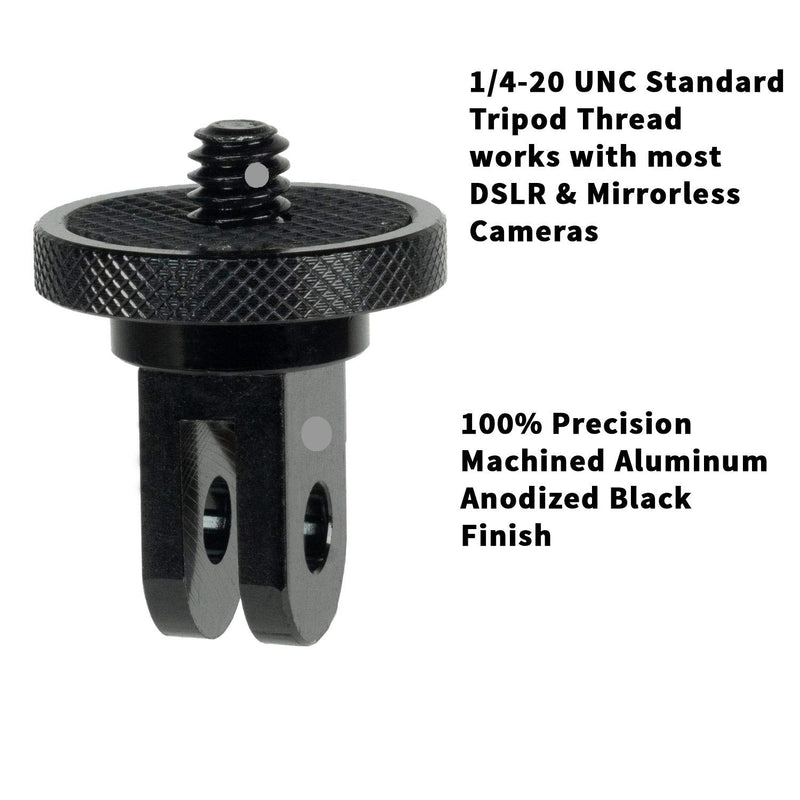 Camera Mount Adapter for GoPro Ecosystem - ¼-20 Conversion Adapter for GoPro Mounting System - Full 100% CNC Aluminum Metal - Mount Your Camera to Any GoPro Mount Accessory