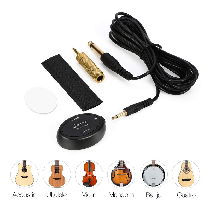 Donner Acoustic Guitar Pickup Transducer TP-1 Self-adhesive Piezo Pickup Contact Mic For Guitar Ukulele Violin Mandolin Banjo Cello Kalimba Drum