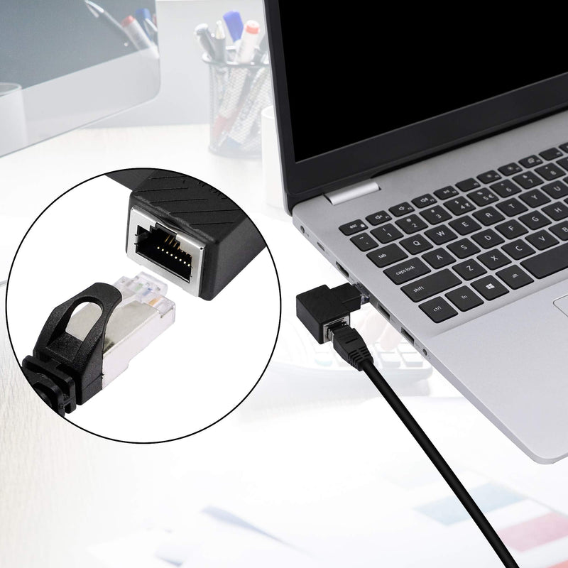 [AUSTRALIA] - RIIEYOCA 90 Degree Ethernet Adapter,Right Angle RJ45 Male to Female Extension Cat6 LAN Network Connector,for Computers, Laptops, Routers(2-Pack) Right Angle 