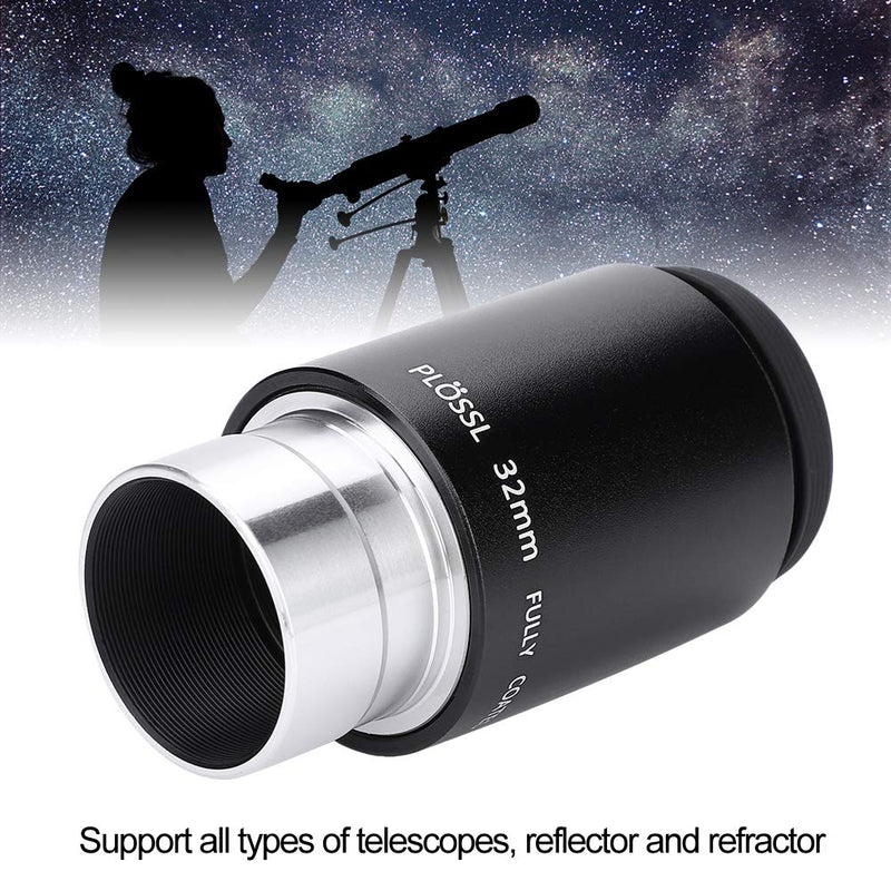 1.25" 32mm Plossl Telescope Eyepiece, 55 Degree Wide Angle Apparent Field 4 Element Lens for Astronomy Telescope