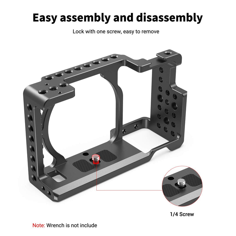 SMALLRIG Camera Cage only for Sony A6000 A6300 ILCE-6000 ILCE-6300 NEX7 with 1/4" 3/8" Mounting Points and Built-in Cold Shoe - 1661