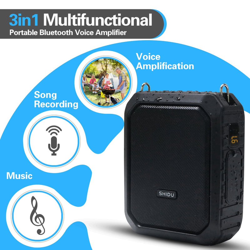 [AUSTRALIA] - SHIDU Voice Amplifier Speaker with Portable Microphone Headset, 18W Wired Mic and Speaker Mini Amp Waterproof Personal Voice Saver Rechargeable Bluetooth Loudspeaker for Teachers, Classroom, Elderly 