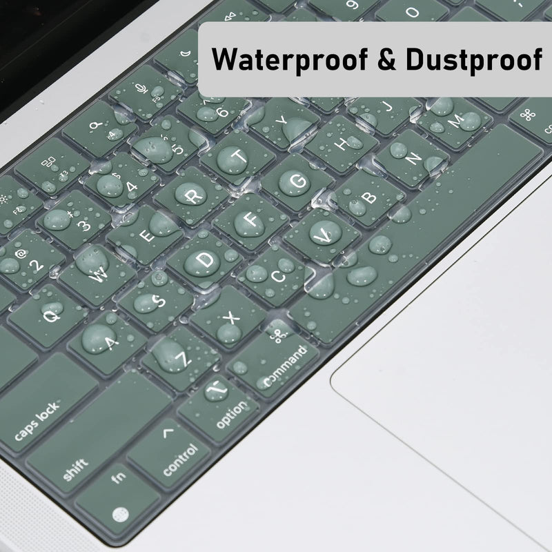 EooCoo Premium Keyboard Cover Skin Ultra Thin for 2023 MacBook Air 15" M2 (A2941), 2022 MacBook Air 13.6" M2 (A2681), 2023-2021 MacBook Pro 14" 16" M2 M1 (A2779 A2442 A2780 A2485), Midnight Green for Air 15"/ Air 13.6" / Pro14" / Pro16"
