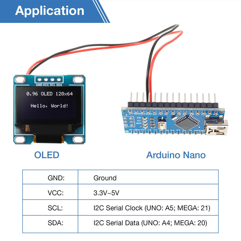 Frienda 5 Pieces 0.96 Inch OLED Module 12864 128x64 Driver IIC I2C Serial Self-Luminous Display Board Compatible with Arduino Raspberry PI (White) White